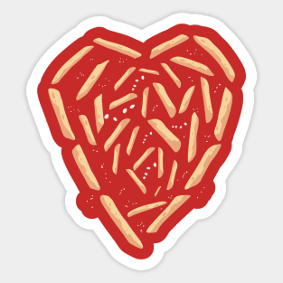 French Fries Heart Love Sticker